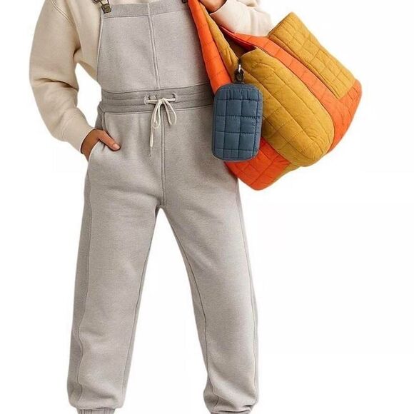 NWT Free People Movement Making It Overalls Grey Combo Color - Picture 2 of 3
